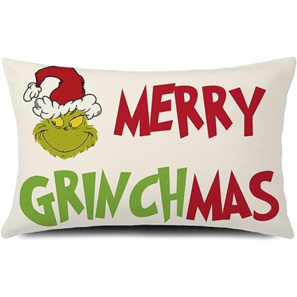 Merry Christmas Pillow Cover Christmas Cushion Cover Linen 20 x 12 Inches - Picture 3 of 6
